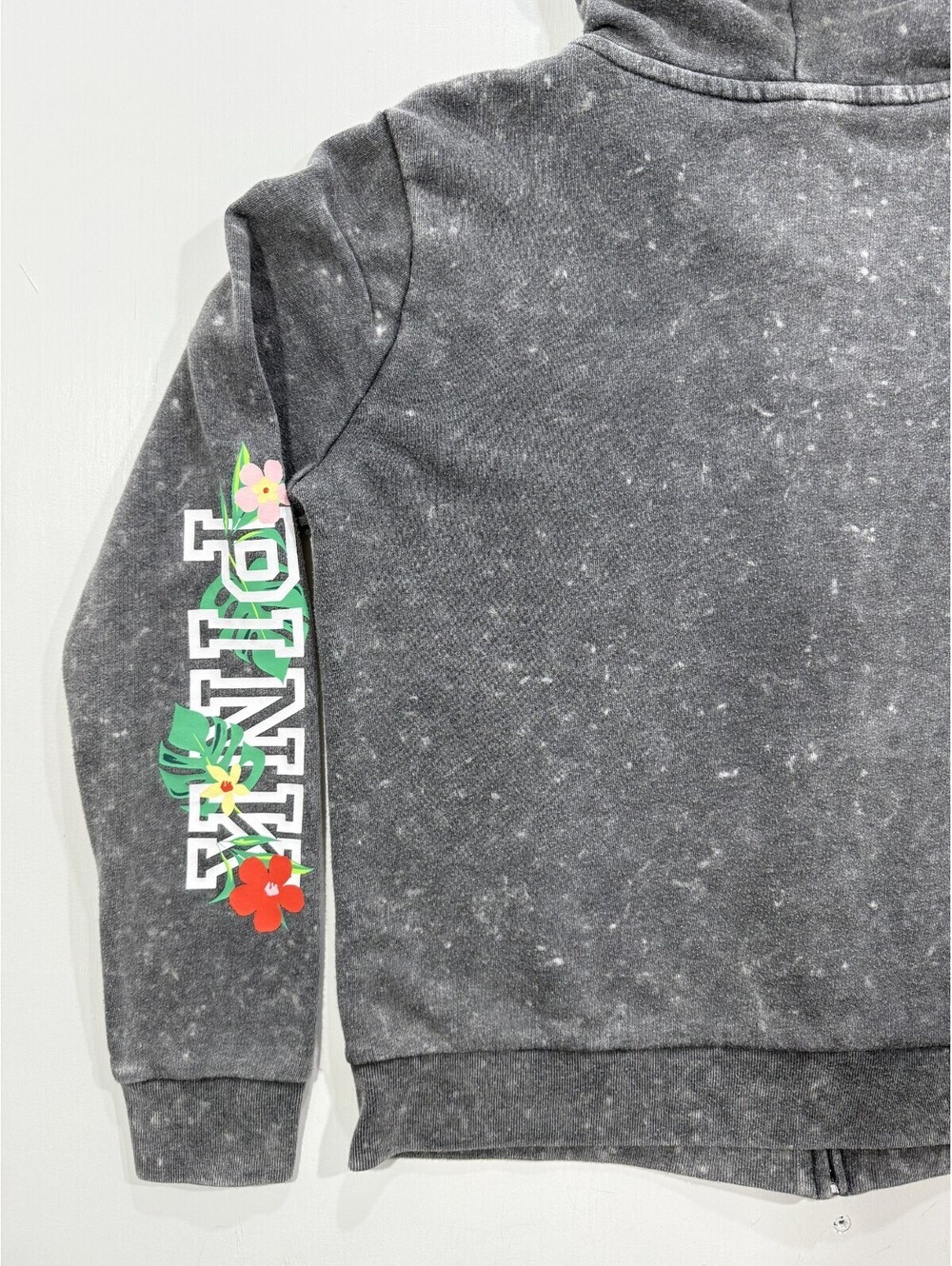 PINK Victorias Secret Womens S Gray Acid Wash Sherpa Lined Full Zip Hoodie - Picture 8 of 11